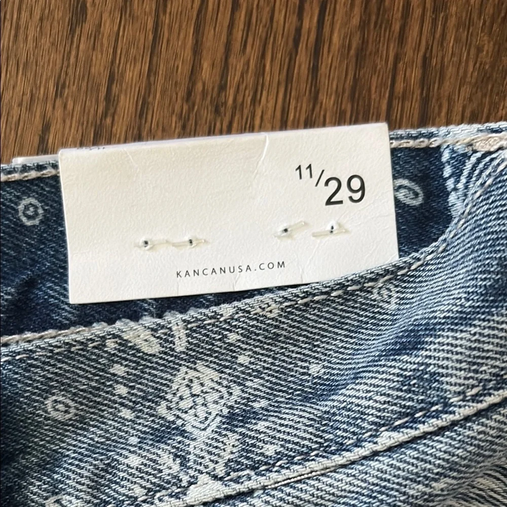 KanCan Print Frayed Denim Shorts - Picture 3 of 11